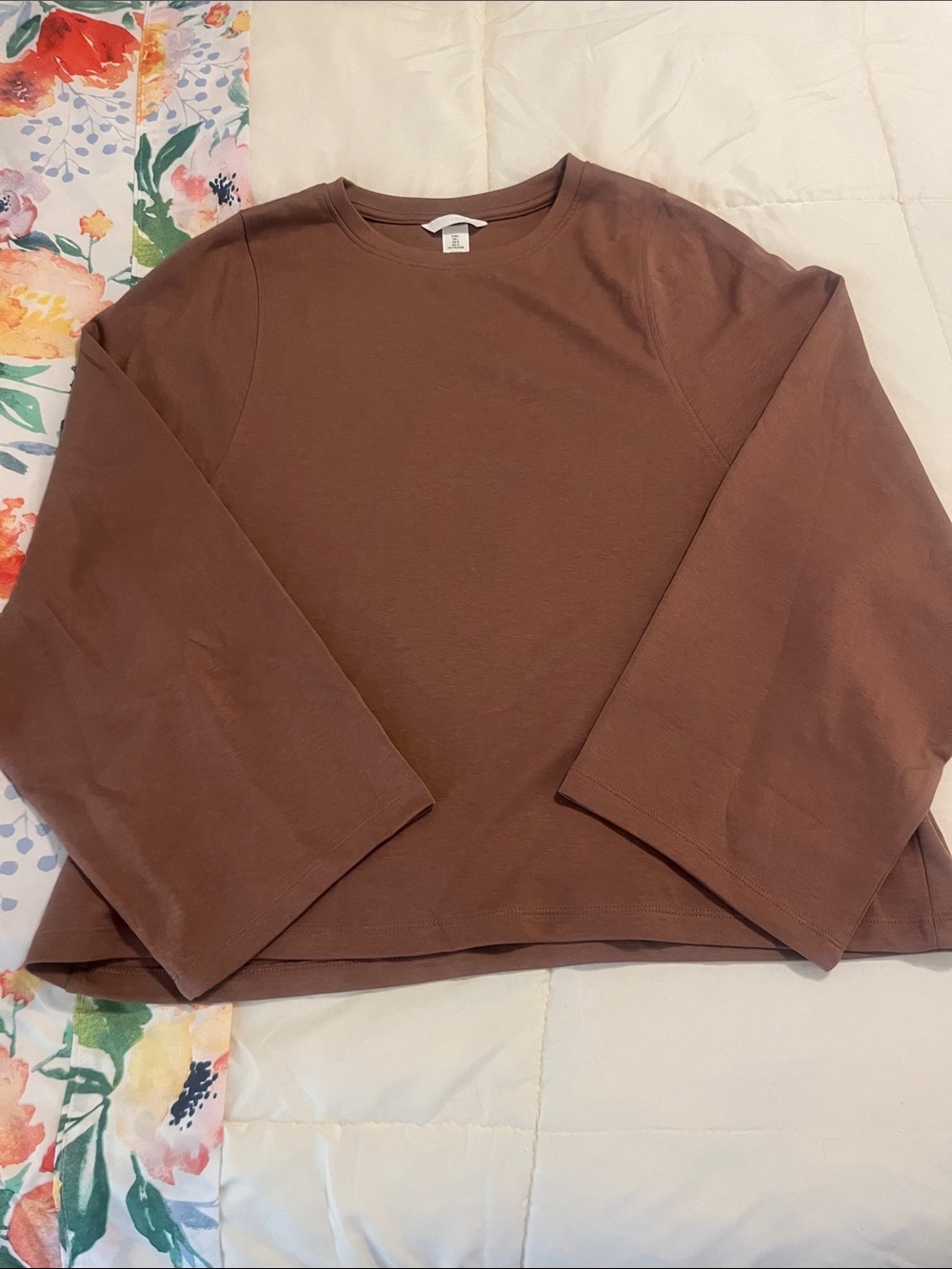 Brown Long-Sleeve Knit Top